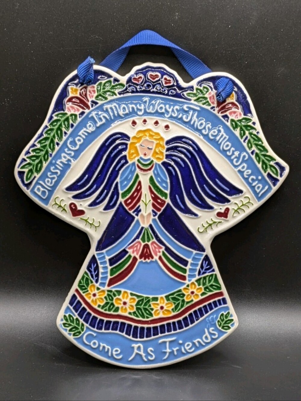 J. Duban Handcrafted Handpainted Wall Hang Home Decor Friends Blessing 6.5" Tall